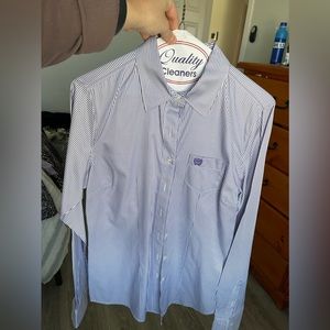 Purple Striped Cinch Button Down
